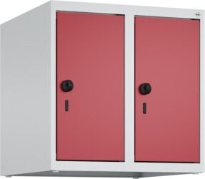 C+P Aufsatzschrank 7035/3003 mit Sicherheits-Drehriegel und 2 Abteilen, B/T/H: 50 x 50 x 50 cm, Lichtgrau/Rubinrot - Bild 1