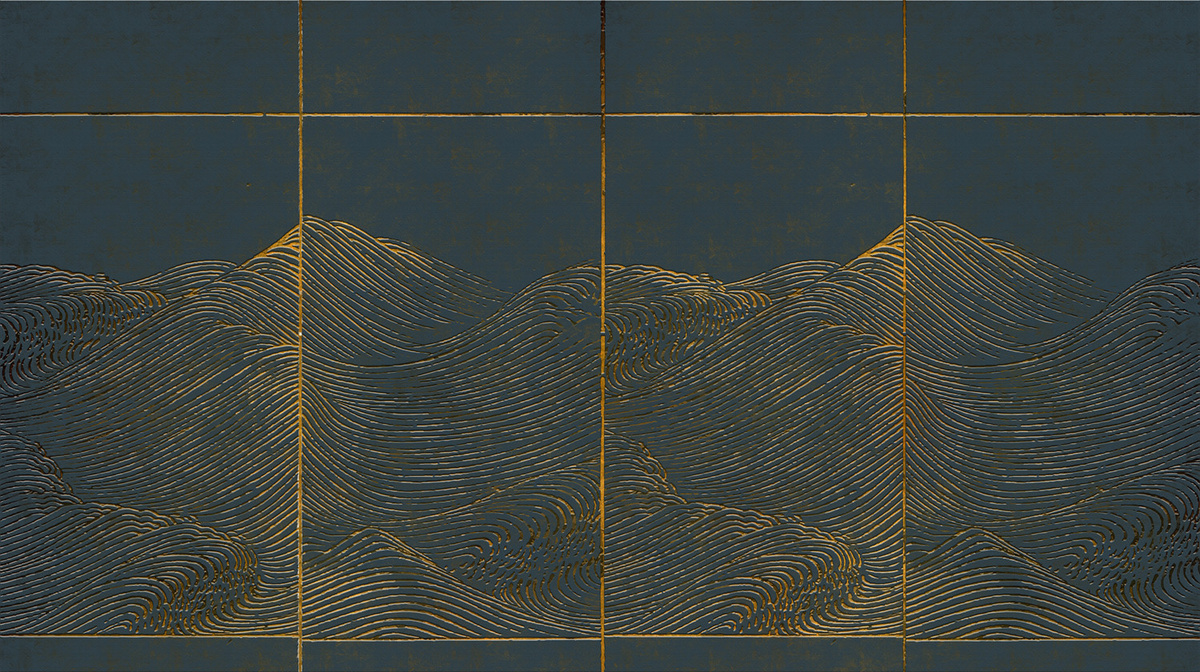 Coordonne Wandbild Waves in Dunkelblau mit abstraktem Naturmotiv - Bild 1