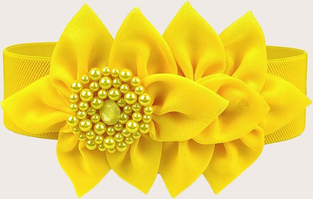 Rd lala Blumen-Gummibund, gelb, 70cm, Damen - Bild 1