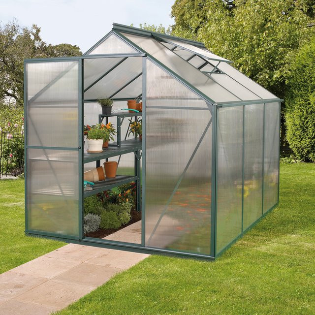 Vitavia Gewächshaus Triton 3800 in Smaragdgrün mit Stahlfundament und 6 mm Hohlkammerplatten, 3,8 m² - Bild 1
