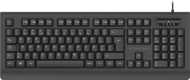Conceptronic KAYNE01PT USB-Tastatur mit Smart ID-Kartenleser in Schwarz mit portugiesischem Layout - Bild 1