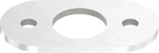 FeNau Ankerplatte aus Edelstahl V2A für Rohr Ø 42,4 mm, Farbe: Silber, B/T/H: 12,5 x 6,5 x 0,6 cm, geschliffen Korn 240 - Bild 1