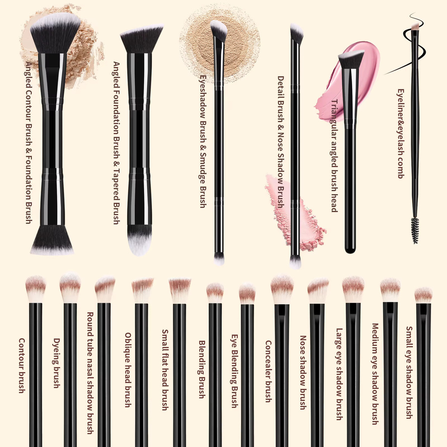 Ronshadow Make-up-Pinsel-Set, 18-teilig, Unisex - Bild 4