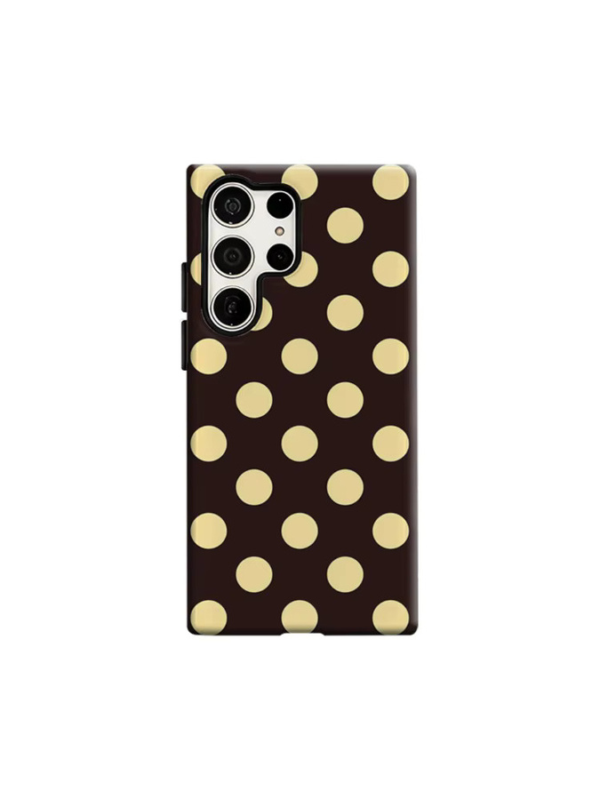 Stoßfeste doppellagige Handyhülle mit Polka Dot Muster für Samsung Galaxy S25 Ultra, S24 und S23 Ultra Plus in Beige - Bild 5