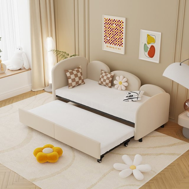 Gomyway Sofa-Bett in Blumenform für Kinderzimmer und Wohnzimmer, Beige, B/T/H: 90 x 200 cm - Bild 1