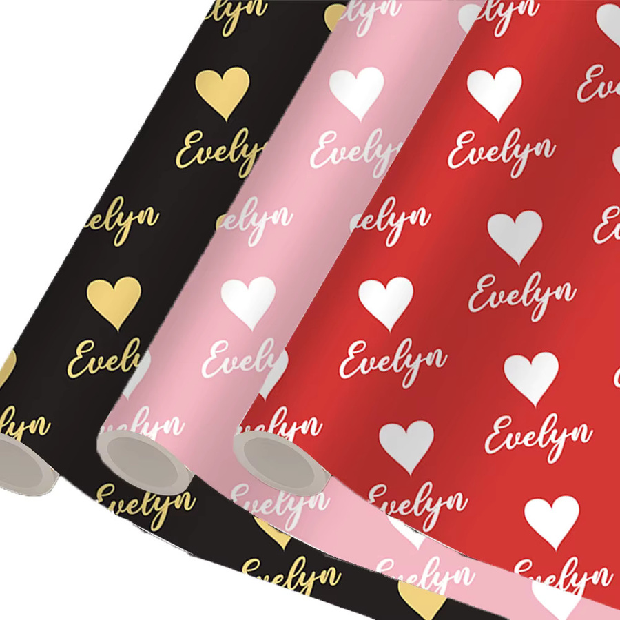 Personalisierbares Geschenkpapier mit Herz-Motiv von joy-enlife, bunt, 3 oder 6 Stück für Valentinstag, Hochzeit oder Party - Bild 2