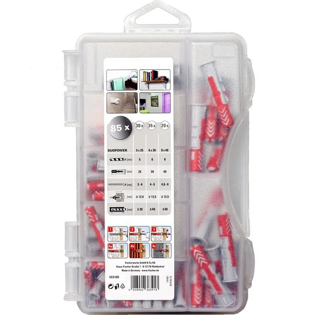 Fischer DuoPower-Box Mini Universal-Dübel aus Nylon mit 85 Stück - Bild 1