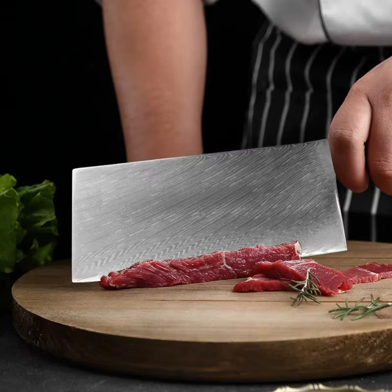 InLeung Damaskus Kochmesser mit Holzgriff in Silber - Bild 4