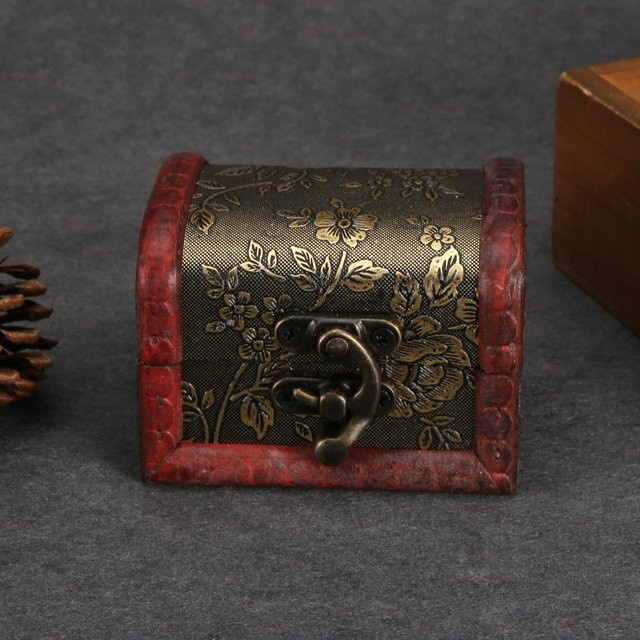 Shoemst Holzaufbewahrungsbox im Vintage-Stil in Braun zur Dekoration von Schmuck oder Süßigkeiten - Bild 1