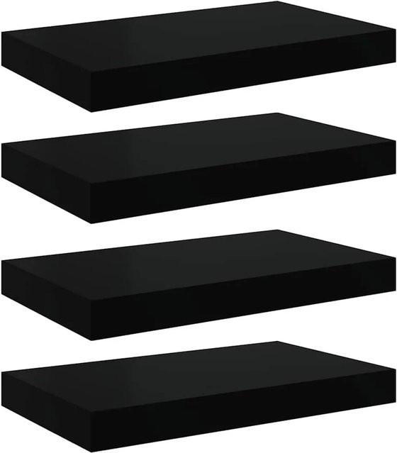 vidaXL Schweberegale 4er Set in Hochglanz-Schwarz aus MDF, B/T/H: 40 x 23 x 3,8 cm - Bild 1