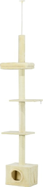PawHut Kratzbaum mit Hängematte und Sisalstämmen beige, höhenverstellbar von 230 bis 260 cm, Aosom - Bild 1