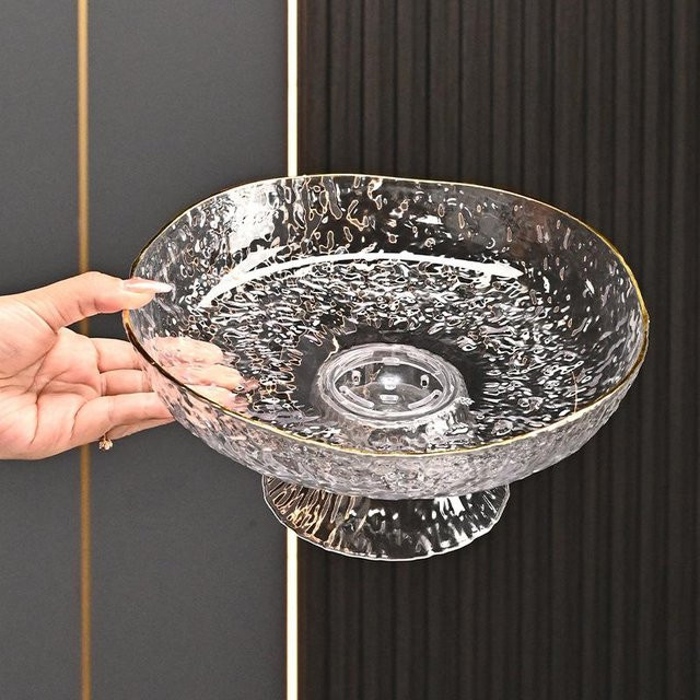 Yiran Furniture Gletscherfrucht PET Süßigkeitsschale aus Kunststoff, Transparent/Weiß, Rund - Bild 1