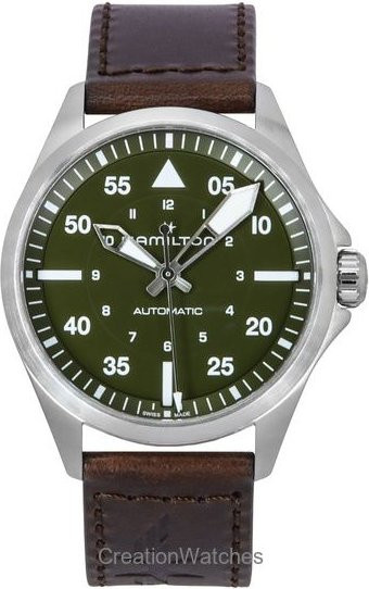 Hamilton Armbanduhr Automatik, Leder, Grün, Edelstahl, 39 mm, Herren - Bild 1