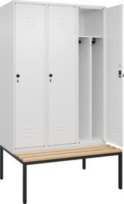 C+P Spind Classic PLUS Garderobenspind mit Sitzbank, 3 Abteile, Farbe Anthrazit/Schwarz, B/T/H: 212 x 120 x 81,5 cm - Bild 1