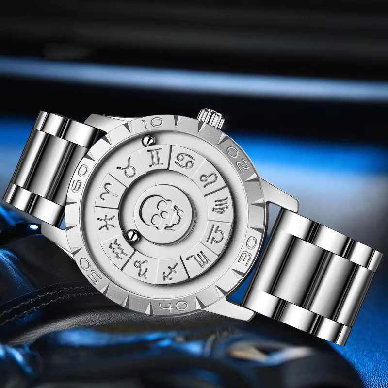 FOXBOX Armbanduhr Totenkopf, Quarz, Edelstahl, Silber, Herren - Bild 2