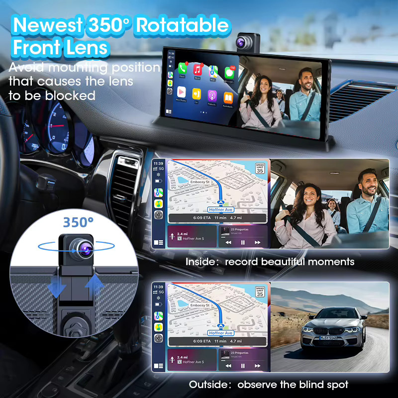 Develuck 4K Dashcam mit ADAS und Carplay Android Auto, 11,26 Zoll Frontkamera in Schwarz - Bild 3