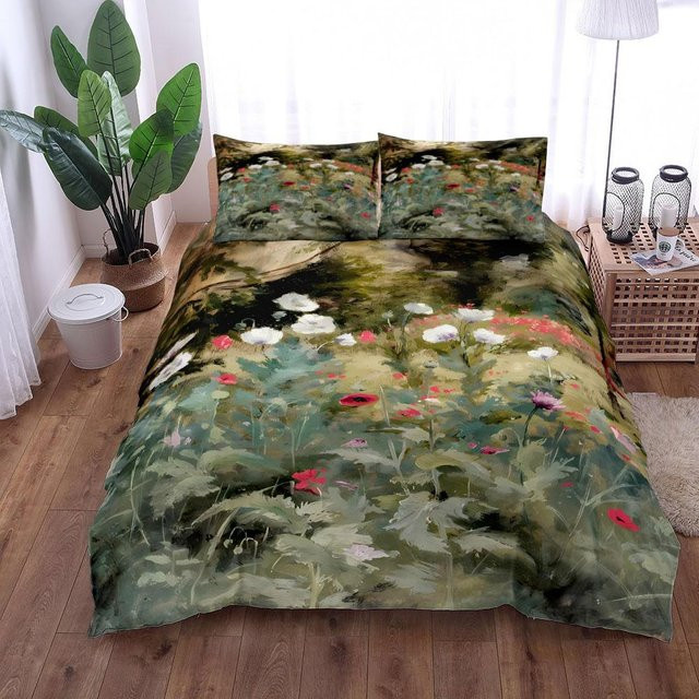 Bettwäsche-Set JMG Household Supplies mit Blumen und Vögeln in Pastellfarben, Material Mikrofaser, B/H: 140 x 210 cm - Bild 1