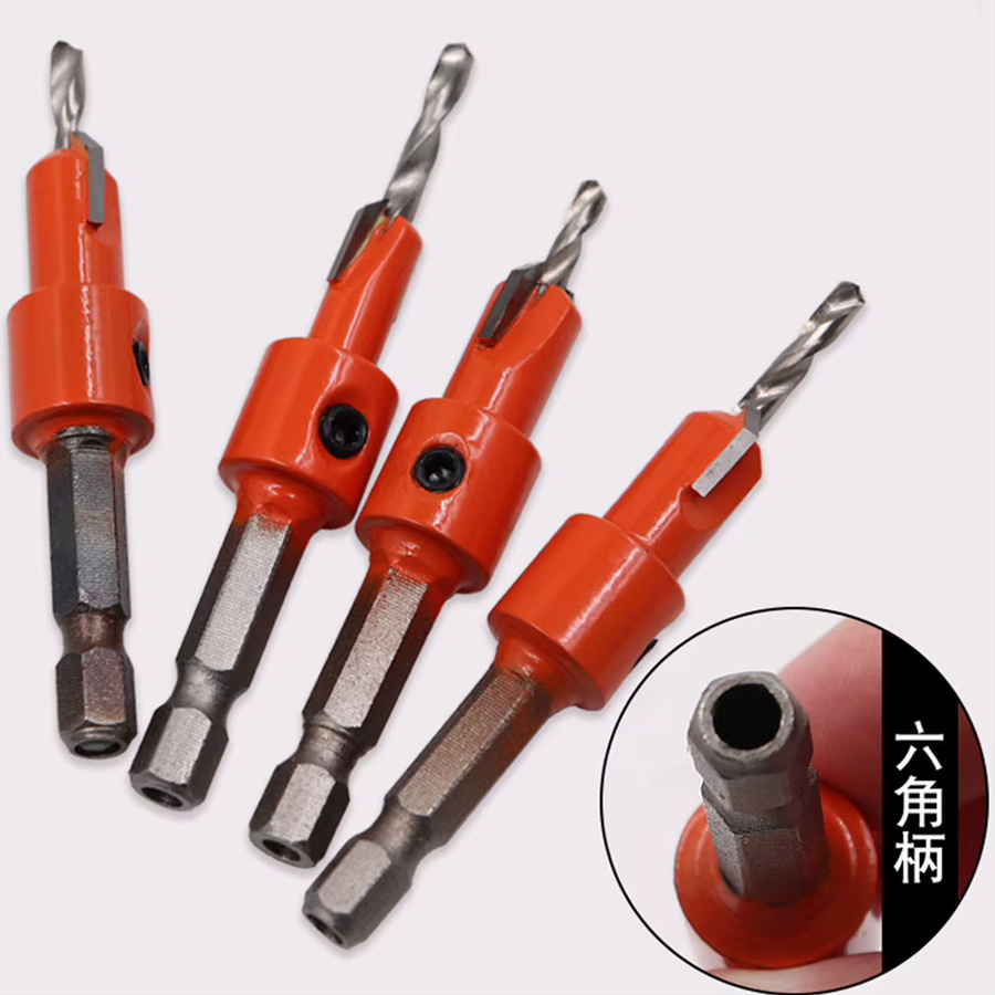 DAZZLEEX Holzbearbeitung Bohrer Set mit Sechskantschaft, Senker und Router Bit für Pilotlöcher in Orange - Bild 3