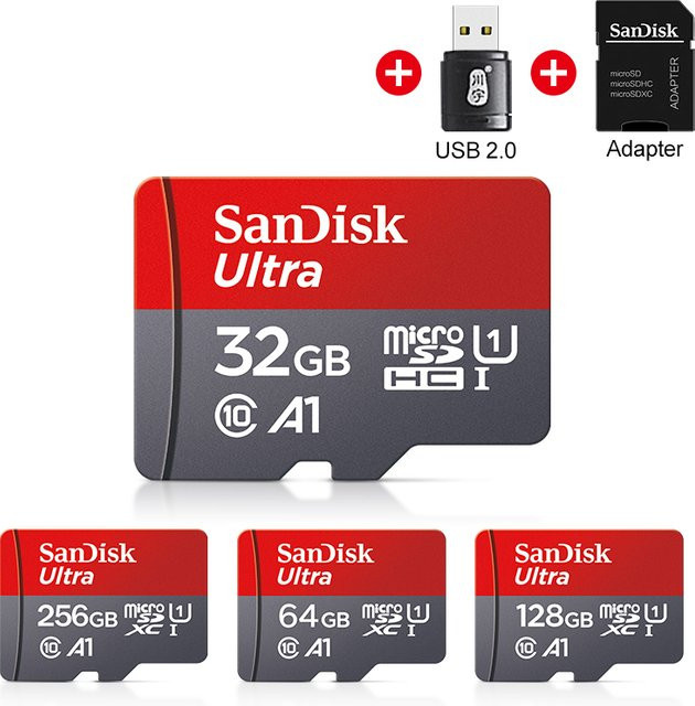 SanDisk Micro SD Speicherkarte A1 SDXC Class 10 U1 mit Adapter - Bild 1