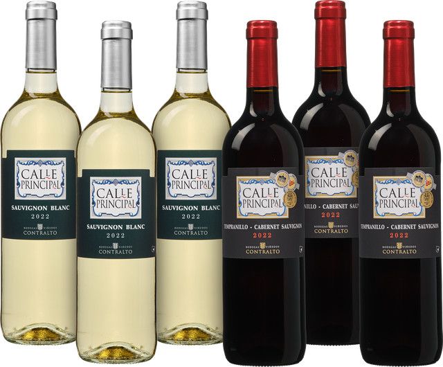 Calle Principal Weinpaket, Cabernet Sauvignon/Sauvignon Blanc/Tempranillo, La Mancha, Spanien, 0,75 l - Bild 1