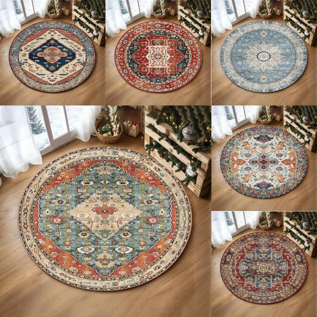 Runder Teppich mit orientalischem Muster in Multicolour, Durchmesser: 120 cm - Bild 1
