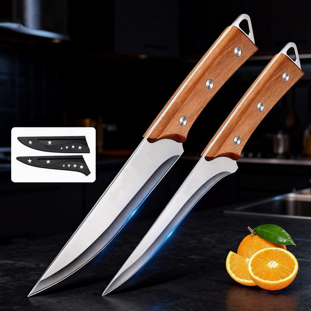 SHENJIU Paring Knife aus Edelstahl und Holz mit Messerschutz für Fleisch und Obst - Bild 1