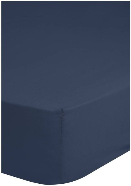 Mako-Satin Spannbetttuch aus Baumwolle in Blau, B/T: 100 x 200 cm - Bild 1