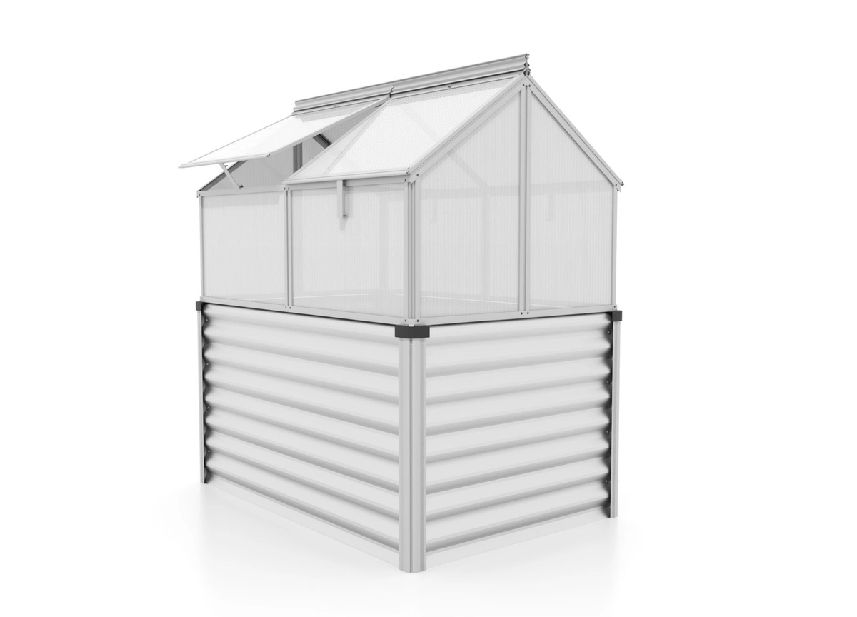 Vitavia Hochfrühbeet Gaia Jumbo aus Aluminium mit Sicherheitsglas in Silber, B/T/H: 83 x 83 x 137 cm - Bild 3