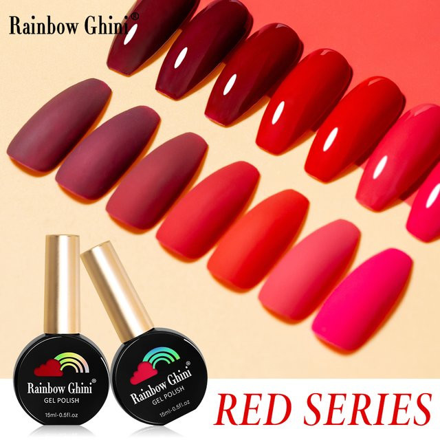 Rainbow Ghini Gel-Nagellack, dunkelrot, schimmernd, 15 ml - Bild 1