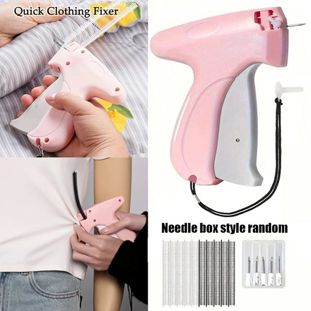 Micro-Mini-Nähpistole für Kleidung in Pink mit 6 Nadeln und 1000 Befestigungselementen als Quilt- und Saumwerkzeug - Bild 1