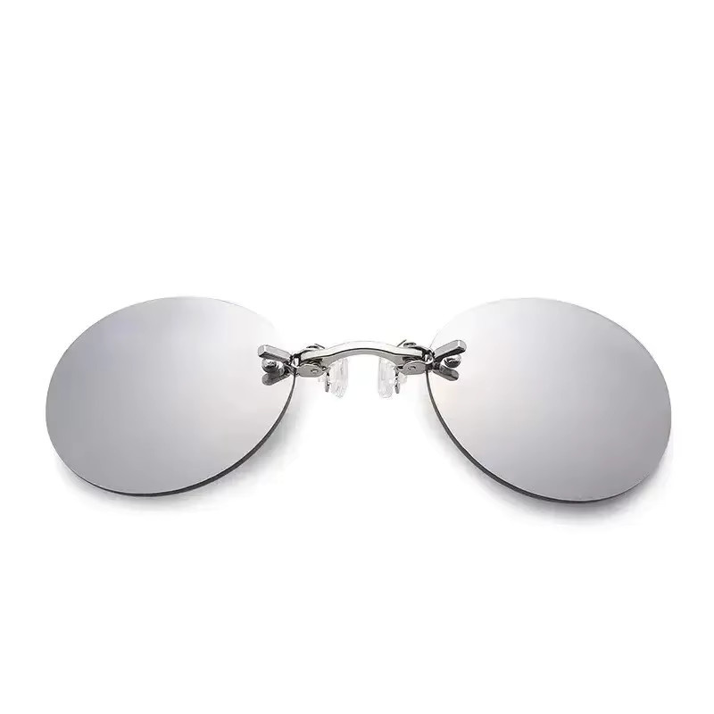 Matrix Morpheus Clip-On-Nasenbrillen, rund, randlos, Herren, grau, Metall - Bild 3