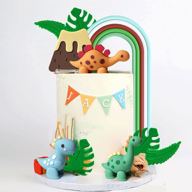 LaVenty Dinosaurier-Kuchendekoration, Regenbogen-Kuchenaufsätze - Bild 1