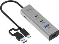 i-tec USB-Hub aus Metall mit 4 Ports und USB-C sowie USB-A Anschlüssen in Silber - Bild 1