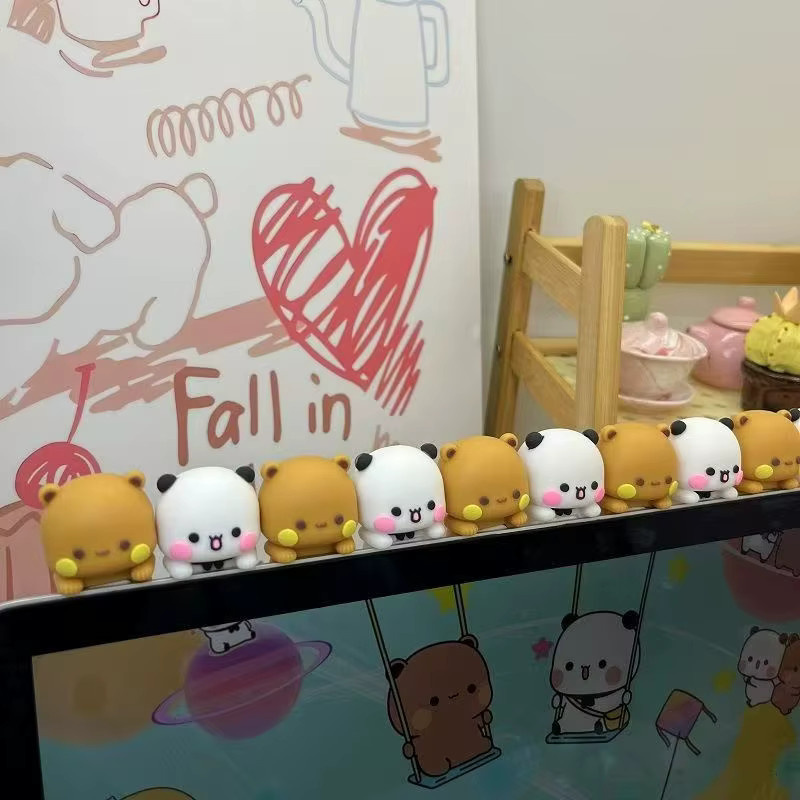 2er-Set süße Bären und Panda Telefonanhänger aus PVC als Mini-Cartoon-Figuren zur Dekoration von Smartphone und Tablet mit kratzfester Basis - Bild 3
