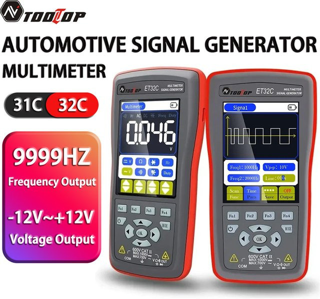 TOOLTOP ET31C/32C Tragbarer Kfz-Signalgenerator mit 9999 Hz PWM Wellenformspeicher für Autoreparaturen (12 V bis +12 V) - Bild 1