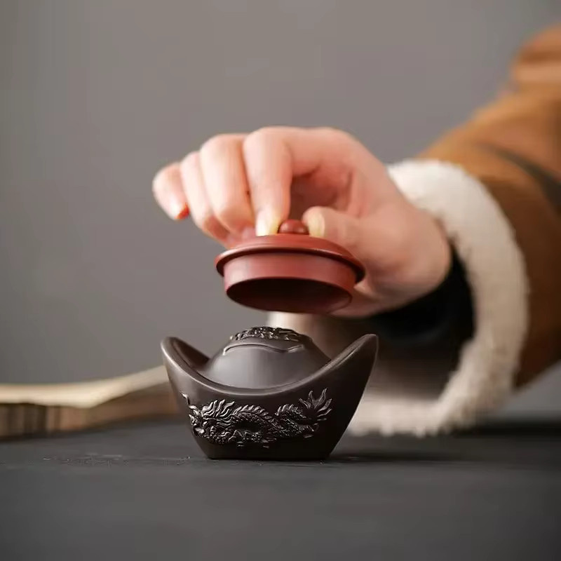Xianglong Teekannen-Abdeckungshalter mit Tablett in Lila Sand für die Teezeremonie - Bild 3