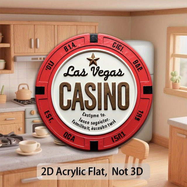 CIFBUY Las Vegas Casino Kühlschrankmagnet aus Acryl in Rot für Poker-Partys und als Geburtstagsgeschenk - Bild 1