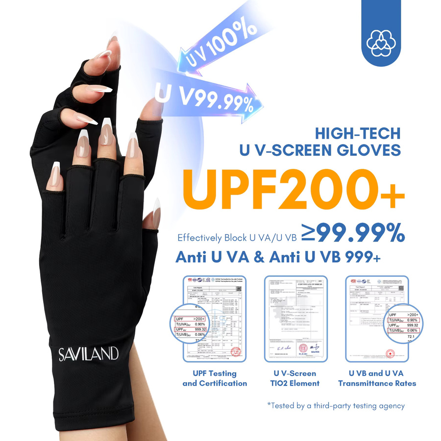 SAVILAND UV-Schutzhandschuhe für Gel-Maniküre, Schwarz, Unisex - Bild 2