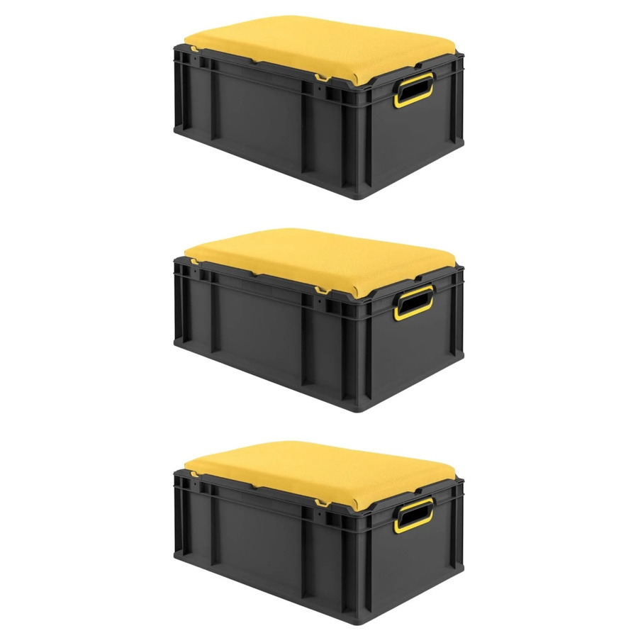 PROREGAL Sparset 3x Eurobox Nextgen Seat Box Gelb Schwarz H x B x T: 26,5 x 40 x 60 cm - Bild 2