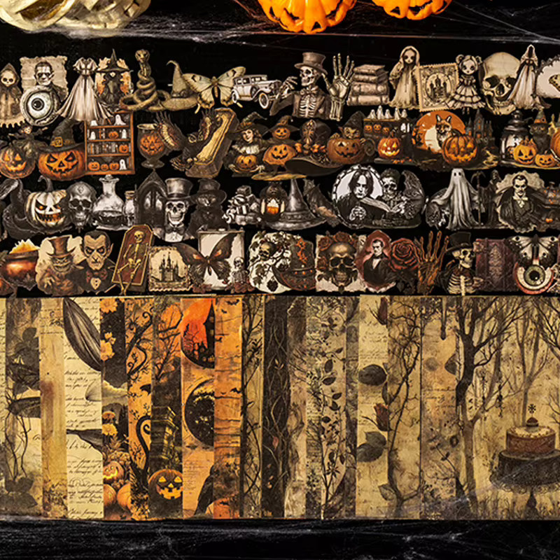 Mr. Paper Spooky Encounters Series Aufkleber Set aus Hardcard Material für DIY Scrapbooking und Collagen, 120 Stück, Mehrfarbig - Bild 2