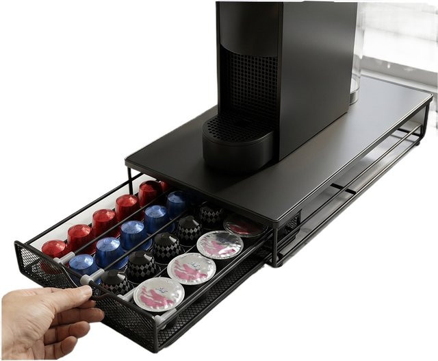 Nespresso Kaffeekapsel-Halter in Schwarz für 40 OriginalLine Kapseln als Aufbewahrungsschublade und Kaffeemaschinen-Ständer - Bild 1