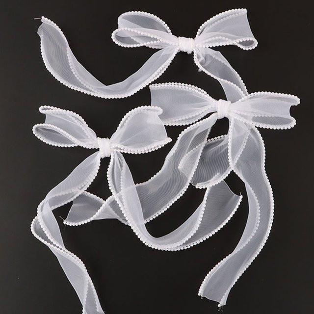 RIBBON HOUSE Organza Band mit Perlenrand für Hochzeitsdekoration und Geschenkverpackung, 3er-Paket, Farben: Pink und Weiß, Breite: 22,3 cm, Höhe: 14,5 cm - Bild 1