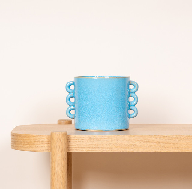 Keramik Übertopf BLUME2000 Blau Tabletop Höhe: 13 cm, Breite: 14 cm, Tiefe: 13 cm - Bild 1