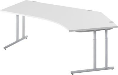 Schäfer Shop Select Winkelschreibtisch COMBITEC mit 135 Grad Winkel rechts, C-Fuß und Kabeldurchlass, Farbe lichtgrau/weißalu, B: 216,5 cm, T: 80 cm, H: 67,7-81,7 cm - Bild 1
