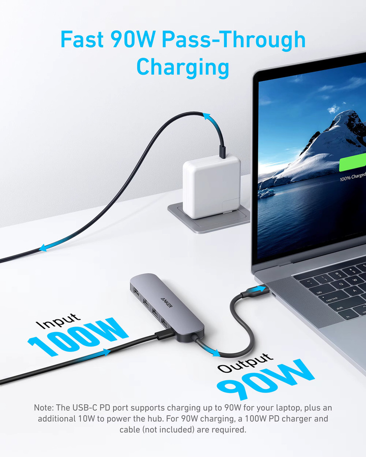 Anker USB-C-Hub 5-in-1 in Grau mit 4K HDMI, 100W Power Delivery sowie USB-C und USB-A Datenanschlüssen - Bild 2