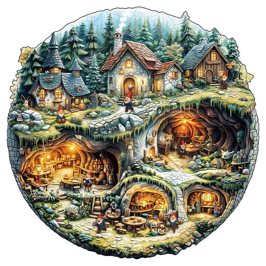 Supretty Rundes Holzpuzzle Märchenwald-Zwergdorf, ab 14 Jahre - Bild 6