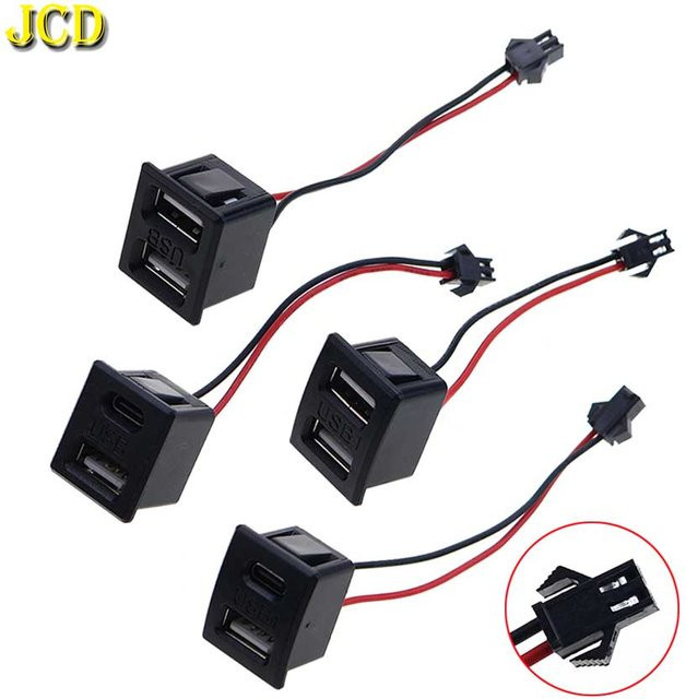 JCD Doppel-Schicht USB Steckdose mit Typ-C und USB-A Buchse in Schwarz inklusive Terminal-Kabel - Bild 1