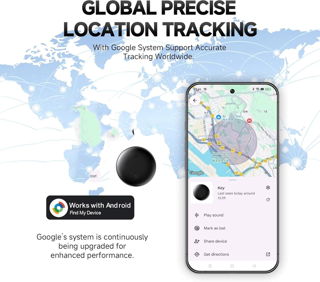 Google Find My Device Android Locate Tracker GPS Bluetooth Locator in Schwarz zur Schlüsselverlustprävention und globalen Positionierung - Bild 2