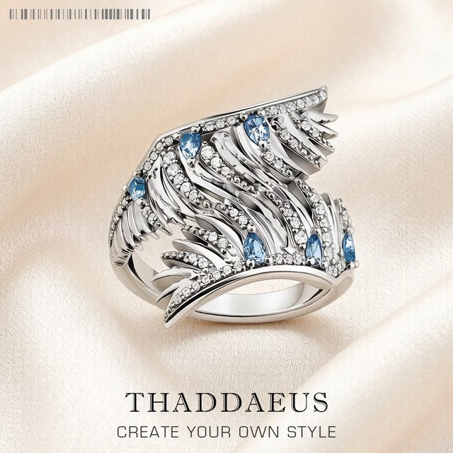 Phoenix Ring, 925 Sterlingsilber, blaue Steine, Damen - Bild 1