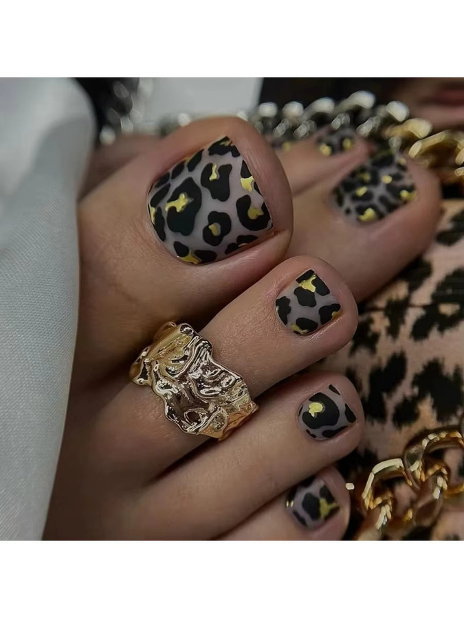 Nagelset Leopard Print, Schwarz, 24 Stück, Unisex - Bild 3